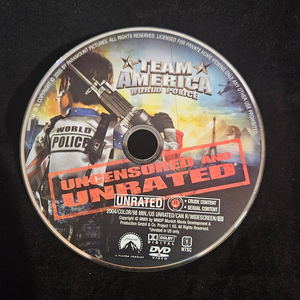 Team America World Police DVD movie Uncensored and Unrated